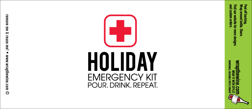 holiday emergency kit wine wrap